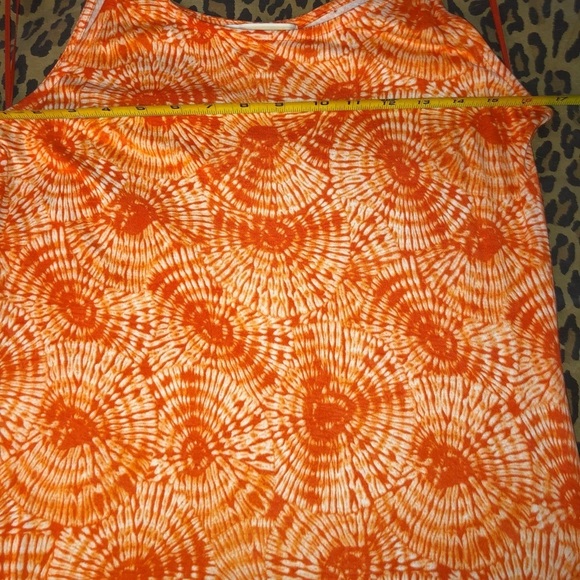 Micheal Kors size medium orange & white geometric maxi dress chain straps - Picture 3 of 12